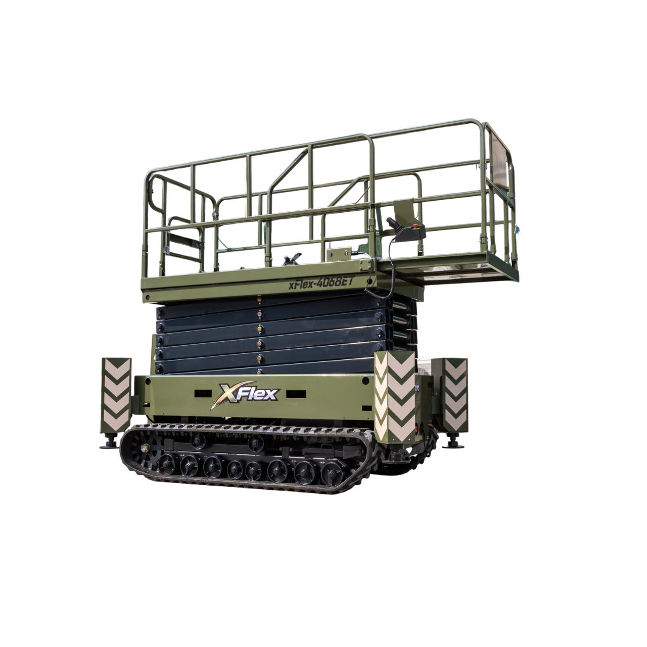 TYPHON xFlex-4068ET 3.2 Ton Electric Rubber Track Scissor Lift&nbsp; 40 ft Max Platform Height&nbsp; 5.4HP Hydraulic Pump Motor 35-Inch Platform Extension