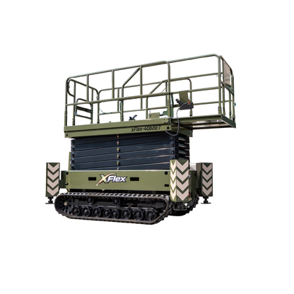 TYPHON xFlex-4068ET 3.2 Ton Electric Rubber Track Scissor Lift&nbsp; 40 ft Max Platform Height&nbsp; 5.4HP Hydraulic Pump Motor 35-Inch Platform Extension