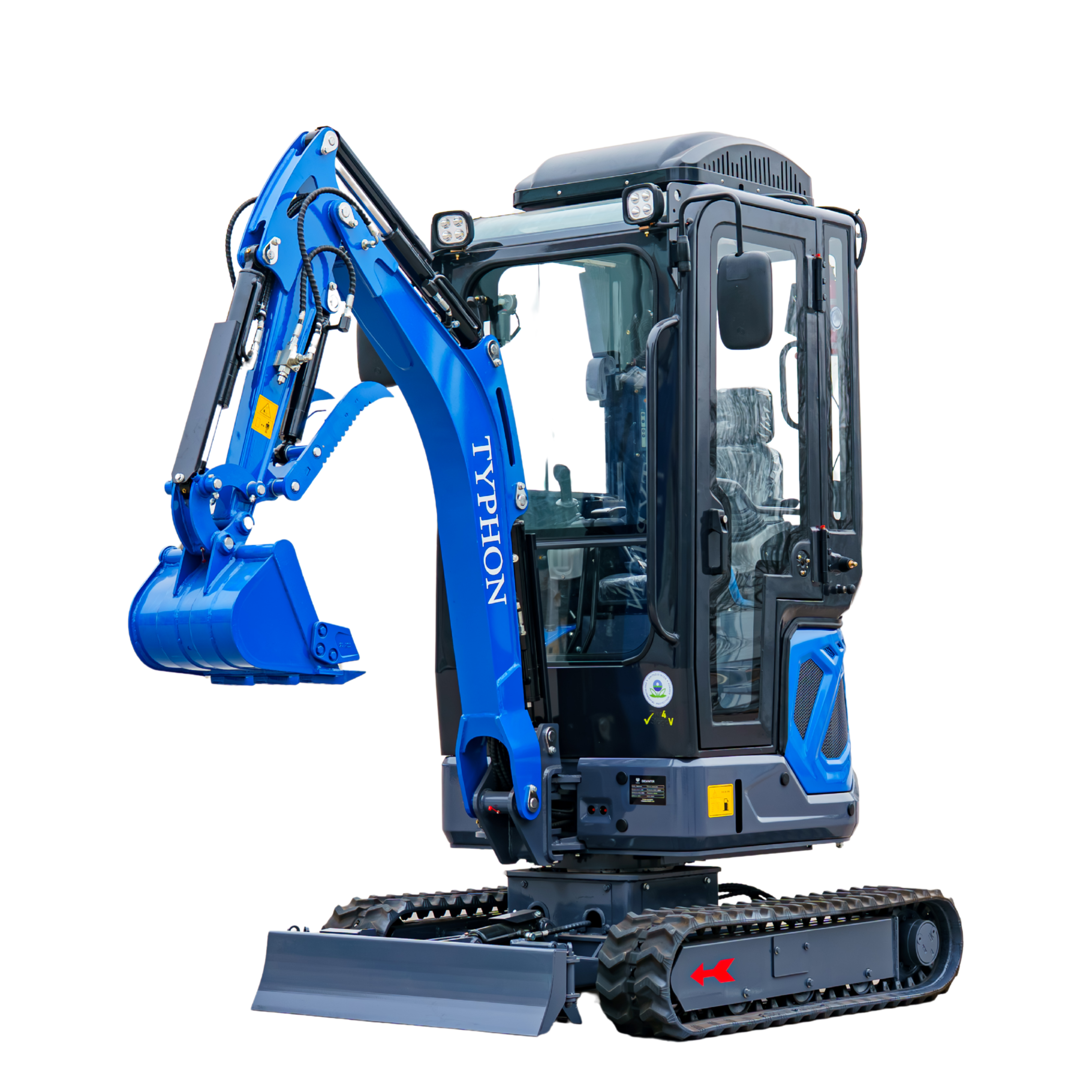 TYPHON TERROR XIX Prestige, 20.4 HP Kubota D902 4200lbs Mini Excavator with Boom Swing, Retractable Tracks, and AC/Heater Cabin