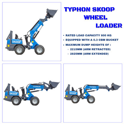 TYPHON SKOOP Wheel Loader with Kubota D1105 diesel engine 25 hp 1 ton Load USA