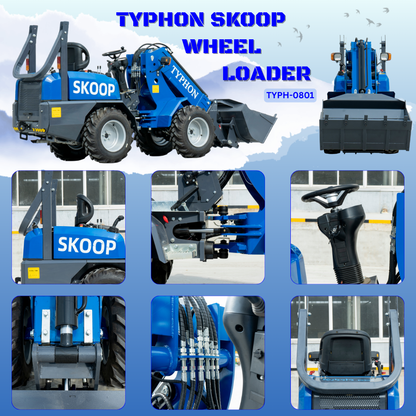 TYPHON SKOOP Wheel Loader with Kubota D1105 diesel engine 25 hp 1 ton Load USA