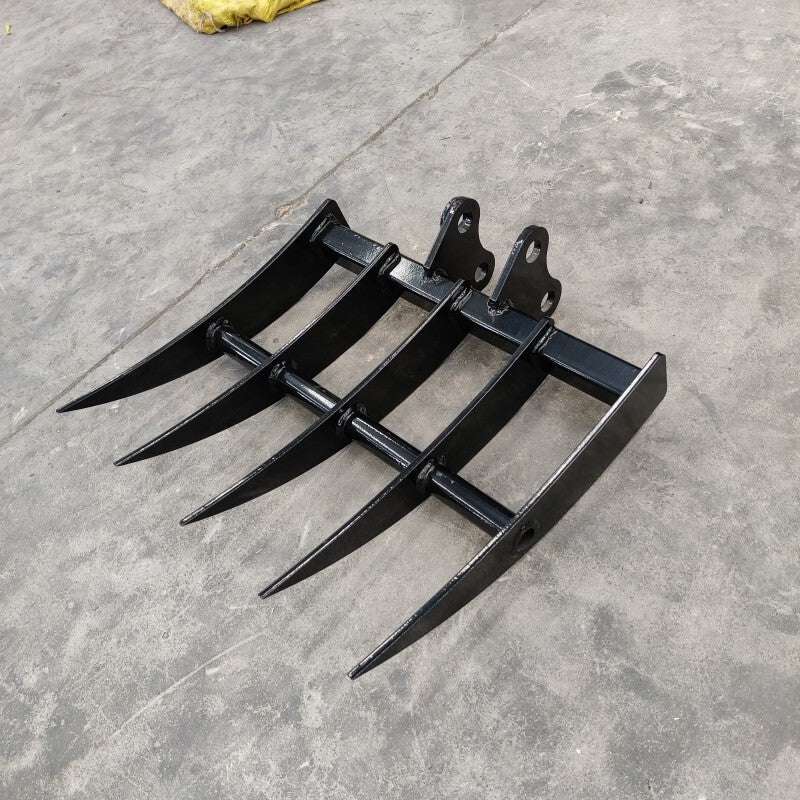 Rake: Mini Excavator Attachment for Grading, Leveling, Loosening , Removing Surface Soil