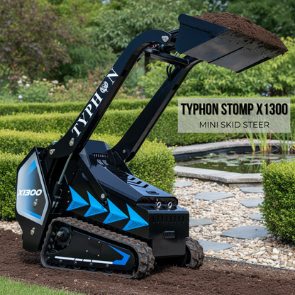 TYPHON STOMP X1300 Mini Skid Steer Loader with Kubota D1105 25hp Engine and Advance Hydraulic Systems